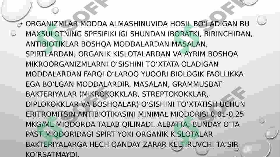 Oqsil va antibiotiklar ishlab chiqarish biotexnologiyasi 8
