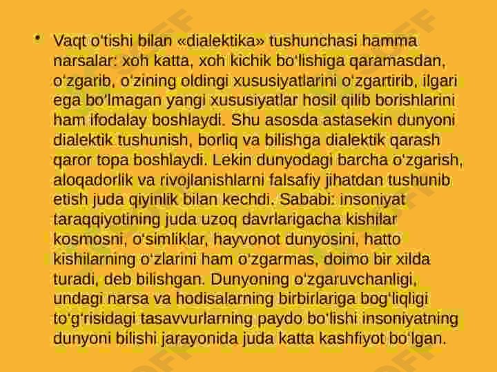 Rivojlanish nazariyasi, Dialektika 8