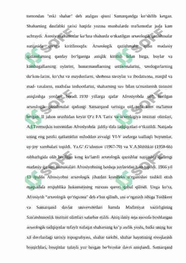 Samarqandning antik davrdagi                   shaharsozlik madaniyati 8