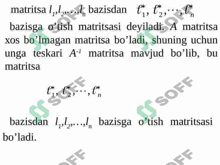 Vektor (chiziqli) fazolar. Chiziqli operatorlar. Chiziqli operatorlarning xos qiymat va xos vektorlari. Xalqaro savdo modeli. 8