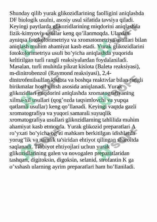 Fotometrik usulda yurak glikozodlarini sifat va miqdorini aniqlash 8