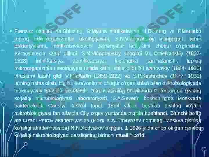 Mikrobiologiyaning chorvachilik va qishloq xo`jaligidagi ahamiyatI 8