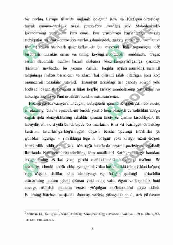 PUNI URUSHLARI BOSHLANISH TARIXI VA ULAR HAQUDA UMUMIY MALUMOTLAR. 8