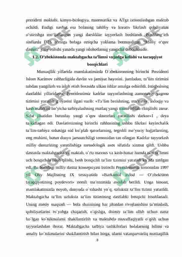 Oʻzbekistonda  MTTning vujudga kelishi va taraqqiyot bosqichlari 8