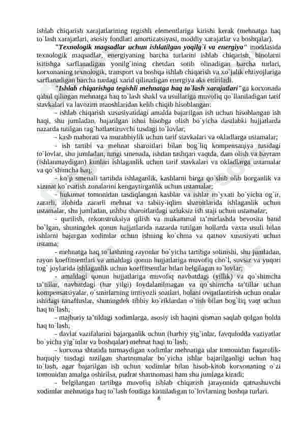 Mahsulot tannarxi va uning o’zgarishiga ta’sir etuvchi omillar tahlili 8