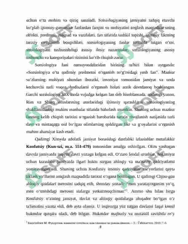 Sotsiologiya fan sifatida shakllanishi 8