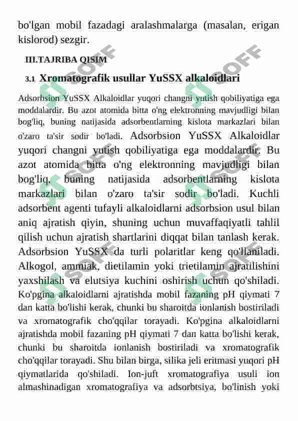 Dori vositalari tahlilida fotometrik usulni qo‘llash. Alkaloidlar misolida 8
