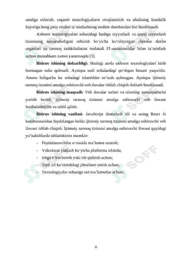 IJTIMOIY TARMOQ TIZIMINI AMALGA OSHIRUVCHI VEB ILOVANI YARATISH 8