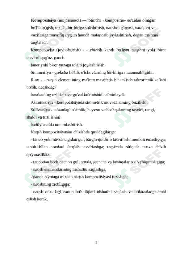 Geometrik  naqsh  kompozitsiyalarini  tuzishda geometrik  yasashlarning  o’rni. 8
