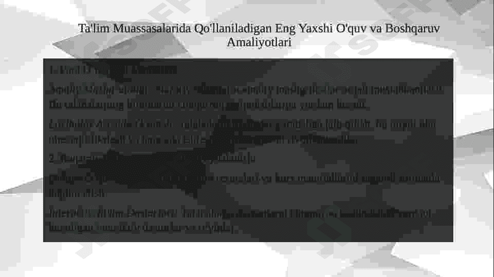 Ta’lim tizimi va uni boshqarish asoslari va ta’lim muassasasi rahbarining shaxsiy sifatlari. 8