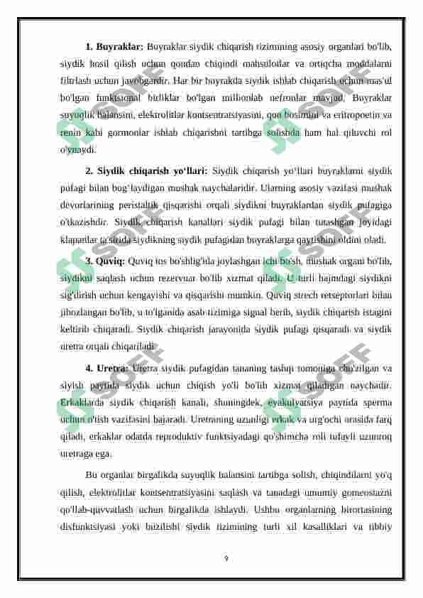 Ayirish sistemasi va Ichki sekretsiya bezlari 8