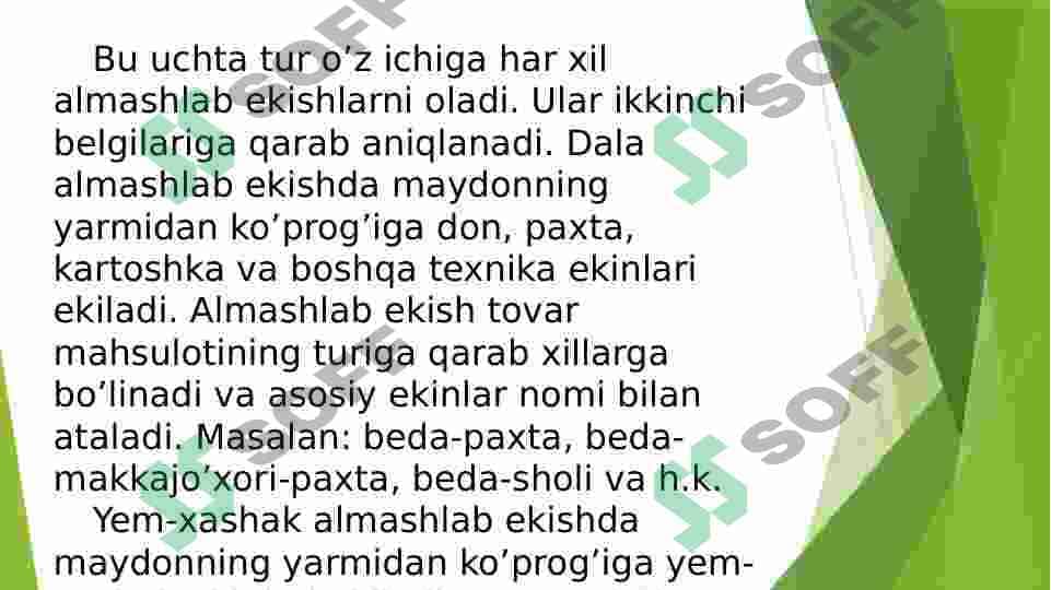 Organik dehqonchilikda almashlab ekishni loyihalashtirish 8