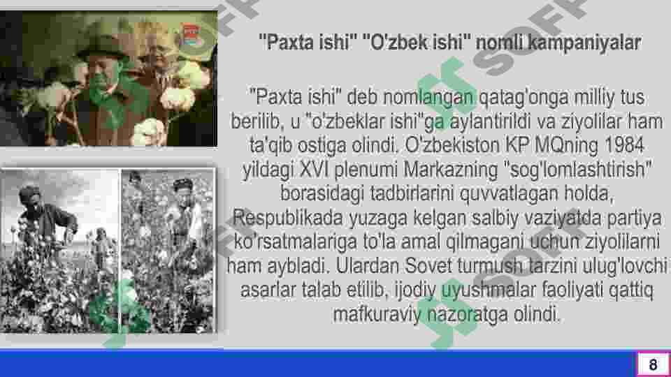 Mustaqillikka erishish arafasidagi Ózbekistonda ijtimoiy-siyosiy jarayonlar 8