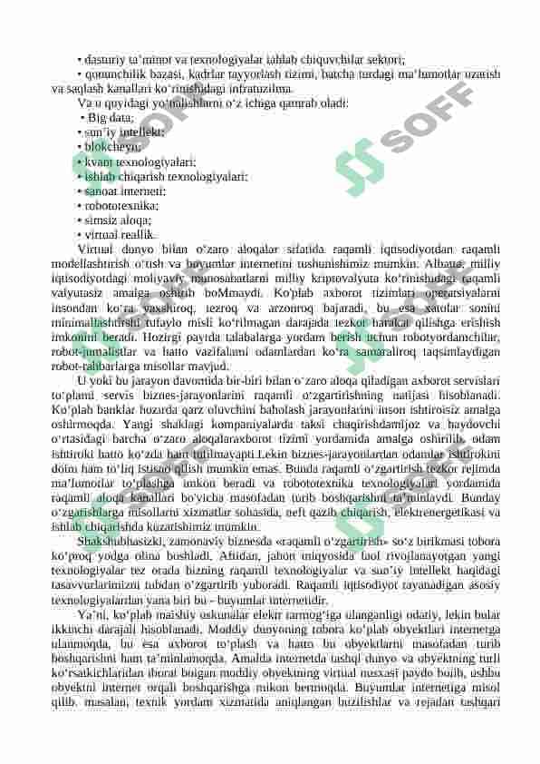 IQTISODIYOTNING BARCHA SOHALARINI RAQAMLI TEXNOLOGIYALAR ASOSIDA YANGILASH ZARURIYATI 8