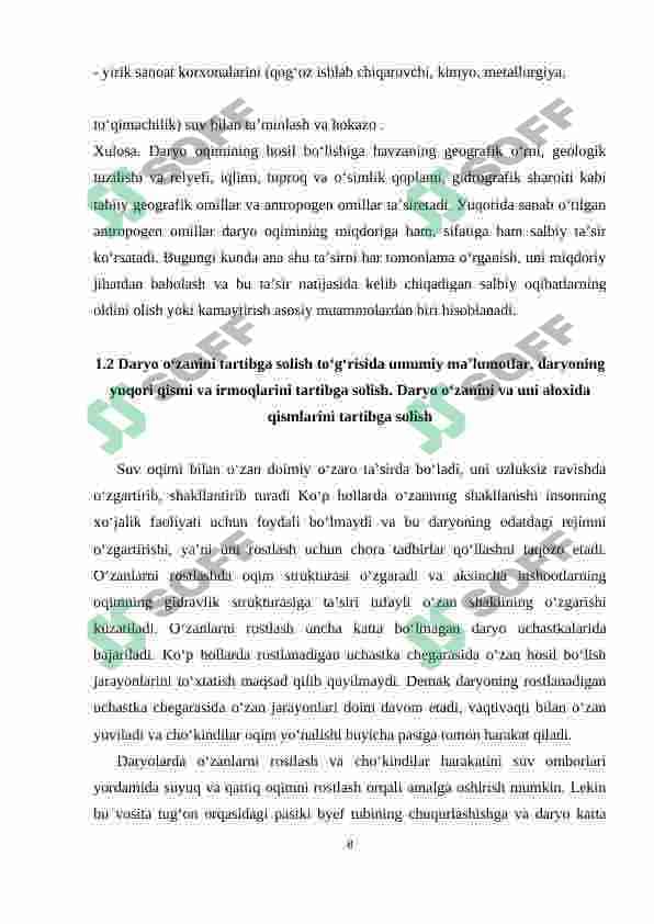 Daryo oqimi va uni ifodalash usullari 8