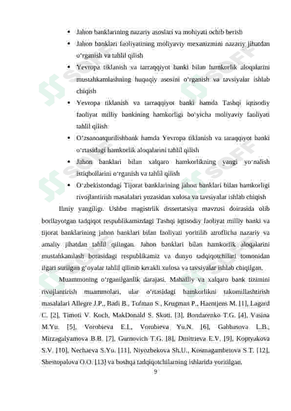 JAHON BANKLARI BILAN HAMKORLIKDA ISHLASHNI RIVOJLANTIRISH YO‘LLARI 8
