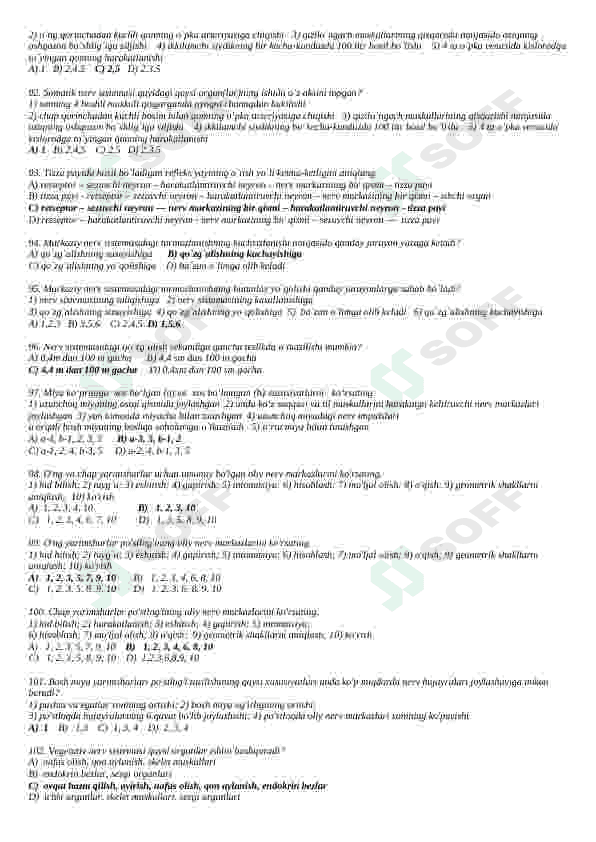 BIOLOGIY FANIDAN TESTLAR TO'PLAMI (JAVOBLI) 8