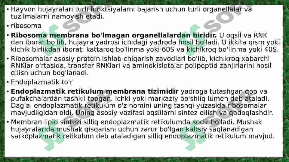 2-Oʻsimlik va hayvon hujayralarining oʻziga xos hususiyatlari 8