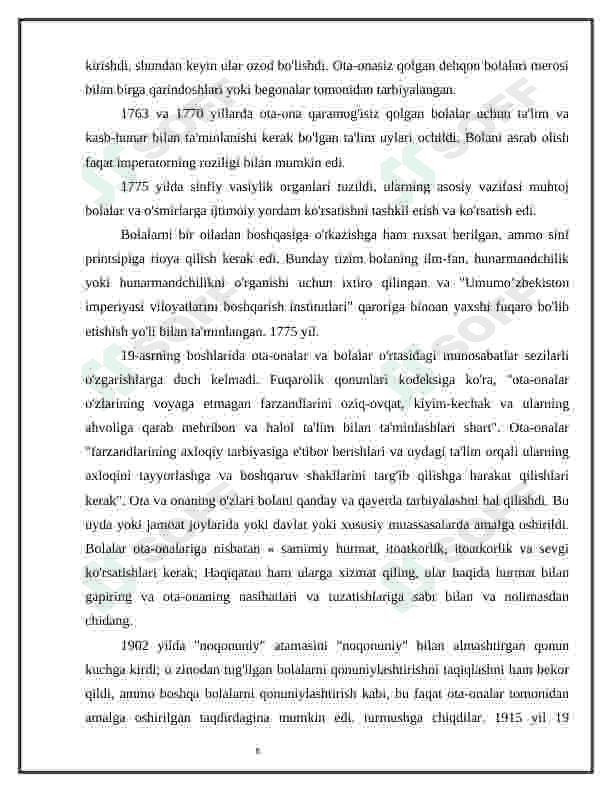 O'zbekiston Respublikasida bolalarning huquqlari va imtiyozlari 8