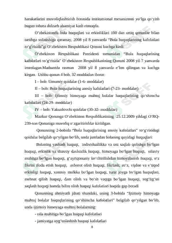 Bola huquqlari to‘g‘risidagi Konvensiya” va uning mazmun-mohiyati 8