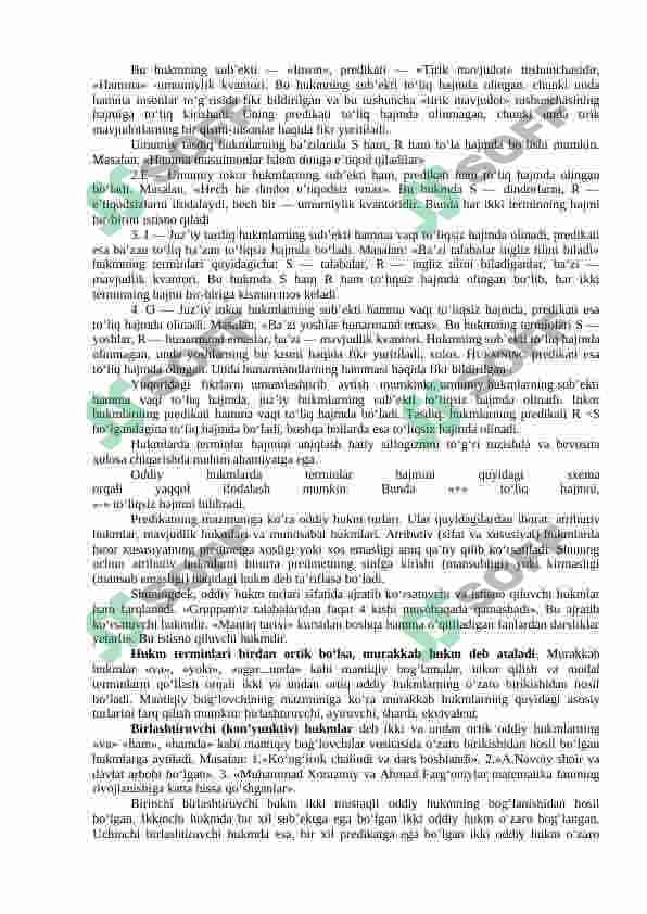 TAFAKKURNING MANTIQIY SHAKLLARI  TUSHUNCHA,  HUKM. XULOSA CHIQARISH 8