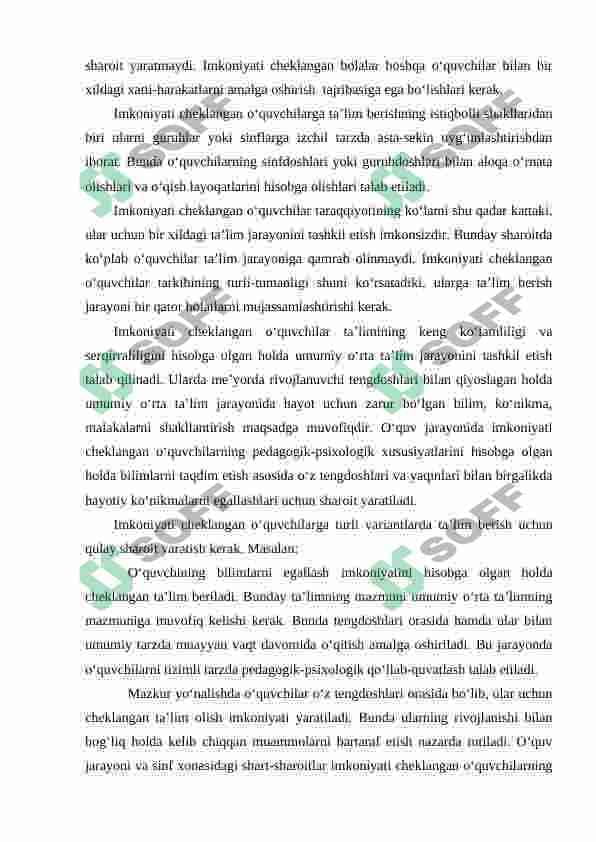 Alohida yordamga muhtoj bolalarning inklyuziv ta’limi yangi ta’limiy amaliyot sifatida 8