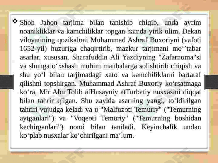 "TEMUR TUZUKLARI"  VA UNING HOZIRGI DAVRDAGI AHAMIYATI 8