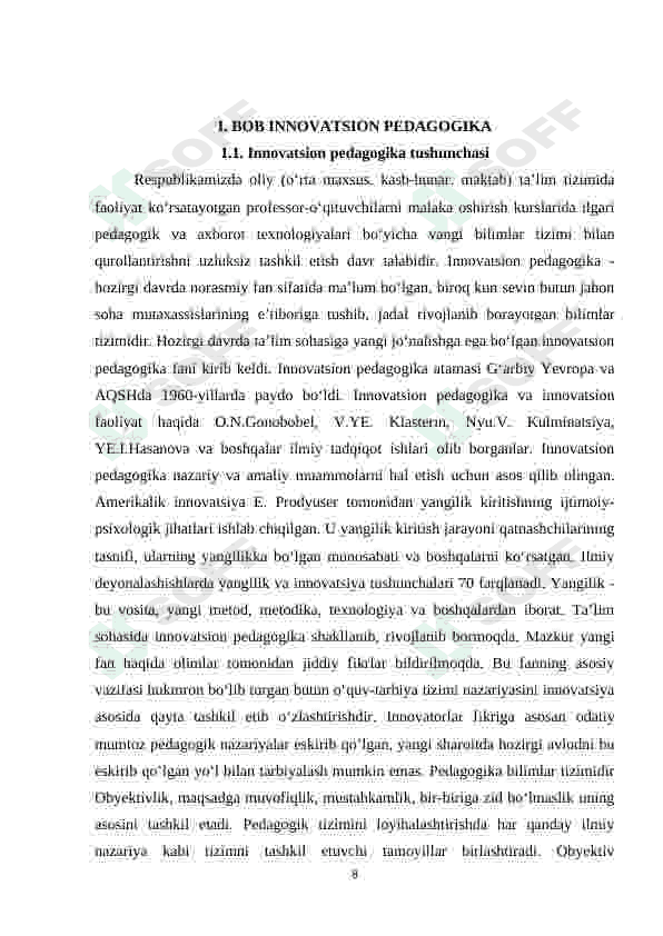 BOSHLANG'ICH TALIMDA INAVATSION PEDAGOGIK TEXNALOGIYALARDAN FOYDALANISH JARAYONIDA O'QUVCHILARNING QIZIQISHINI HISOBGA OLISH 8