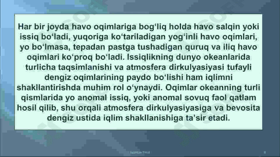 Iqlim va ob havo tushunchalari 8