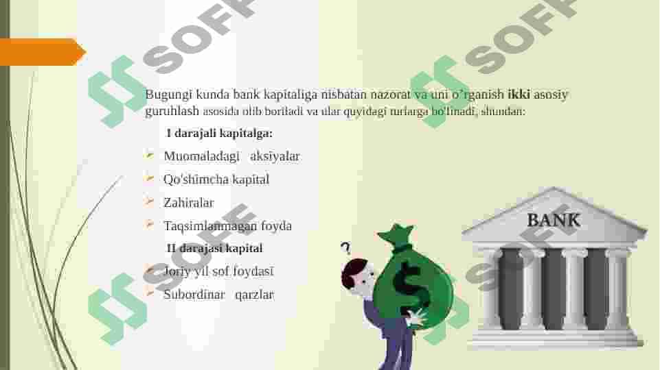 Bank kapitali bilan bog’liq operatsiyalarning turlari 8