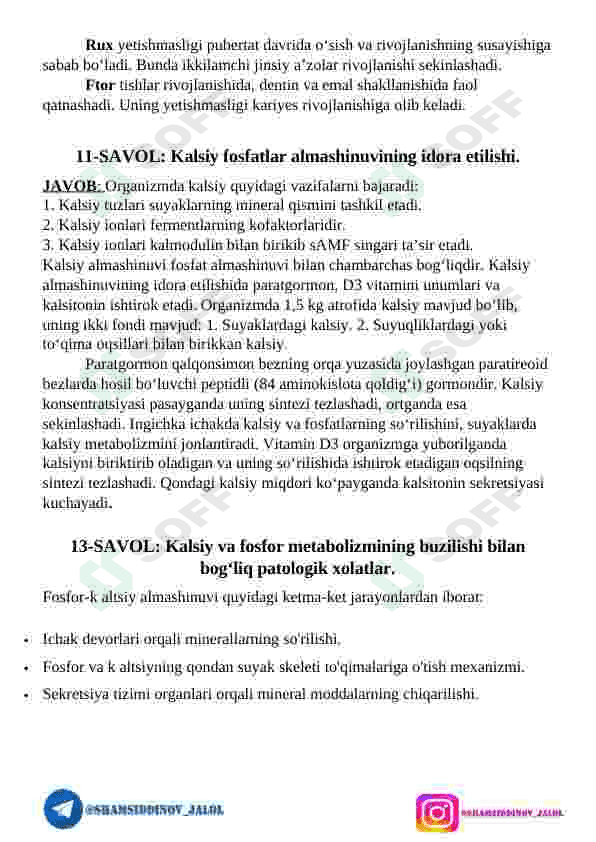 BIOKIMYO FANIDAN IMTIXON SAVOLLARIGA JAVOBLAR 8
