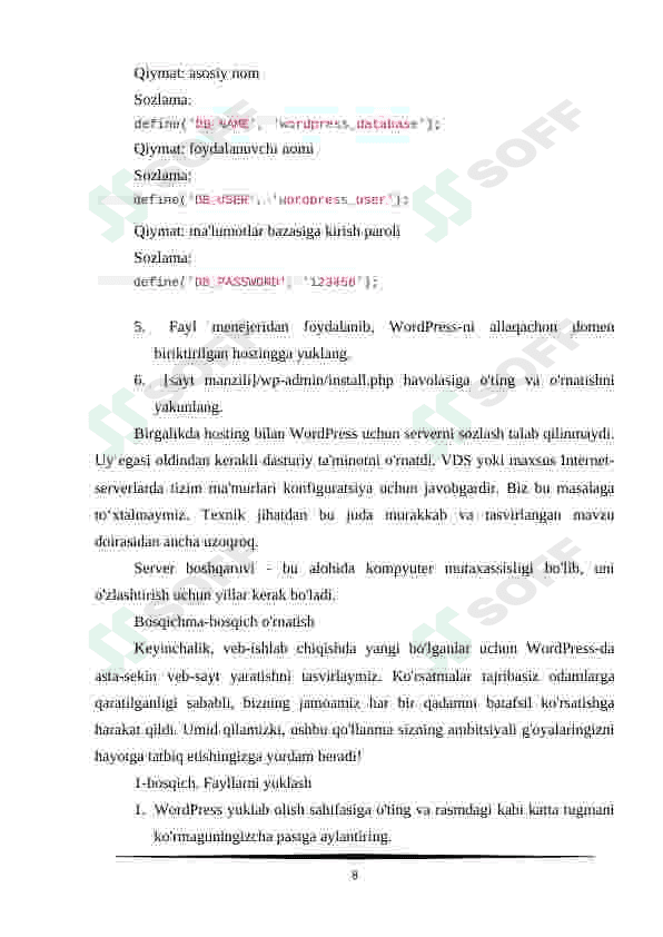 WordPressda ma'lumotlar bazasi bilan ishlash 8