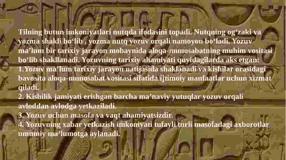 Eng qаdimgi dаvrdа yozuvning pаydо bo’lishi. “Avesto”dagi pedagogik qarashlar 8