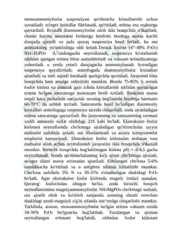 Ammoniy fosfatlari va ammofos ishlab chiqarishning fizik-kimyoviy xususiyatlari 8