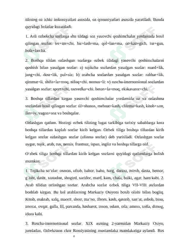 O'zbek tili leksikasida o'z va o'zlashgan qatlam. 8