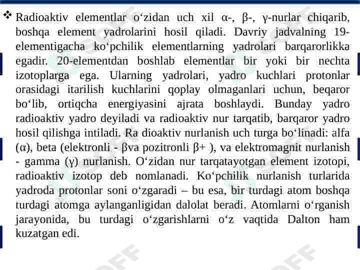 Yadro kimyosining tibbiyotdagi o’rni 8