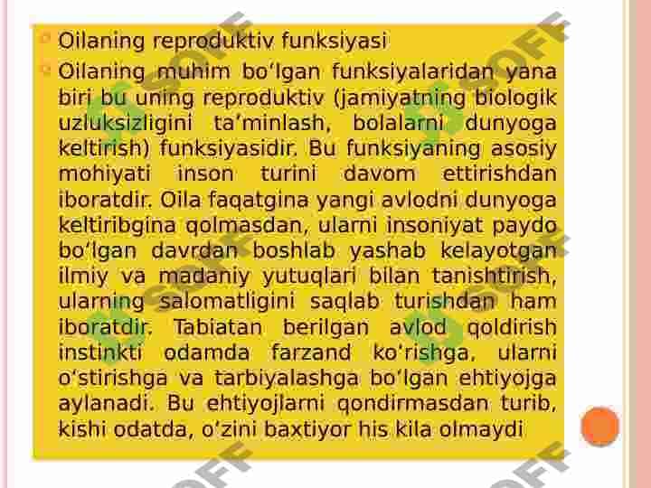 Oila funksiyasi,turlari.Oilada rollar nazariyasi. 8