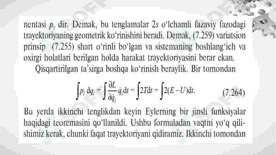 Mopertyui prinsipi. Assimmetrik pirildoq 8