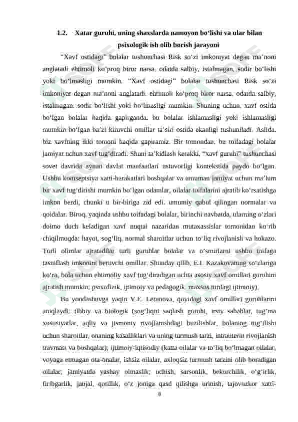Xatar guruhdagi oilalar va bolalar bilan tibbiy-psixologik ish olib borish 8