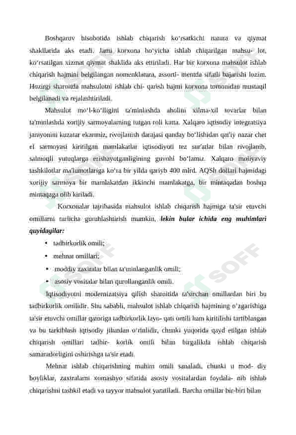 Mahsulot ishlab chiqarish hajmiga ta’sir etuvchi omillar tahlili 8