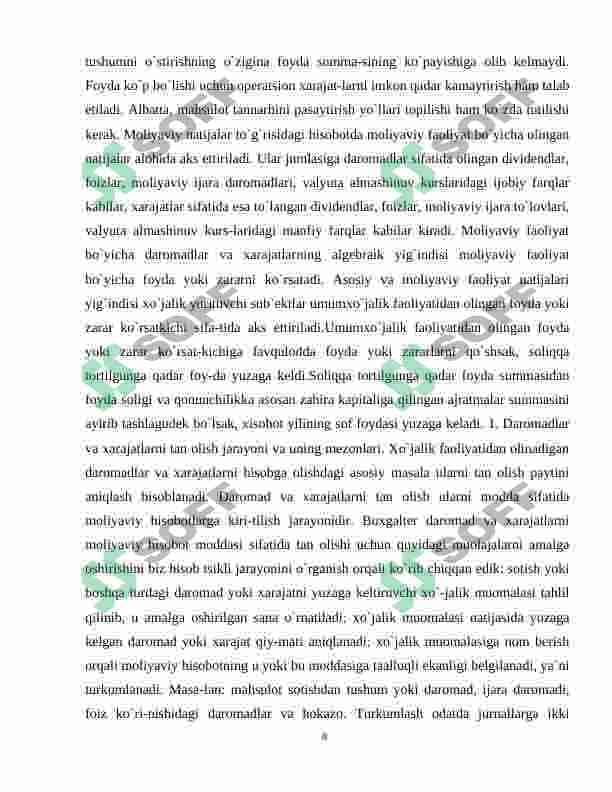Ishlab chiqarish xarajatlarining alernativ variantlari va ular tanlovining nazariy hamda amaliy jihatlari. 8