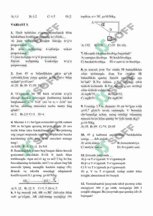 Fizikadan varyantlar toplami 2021 8