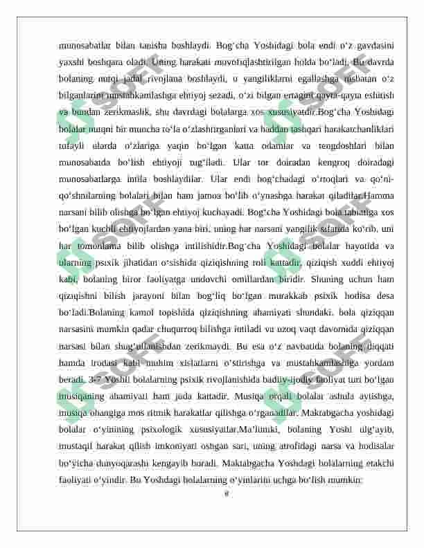 Maktabgacha yoshdagi bolalarning yoshga doir pedagogik-psixologik xususiyatlari va ularning bolaning sog'lom rivojlanishidagi ahamiyati 8