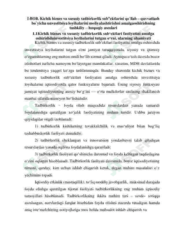 Kichik biznes va xususiy tadbirkorlikning davlat tomonidan qo`llab quvvatlash siyosatining yo`nalishlari 8