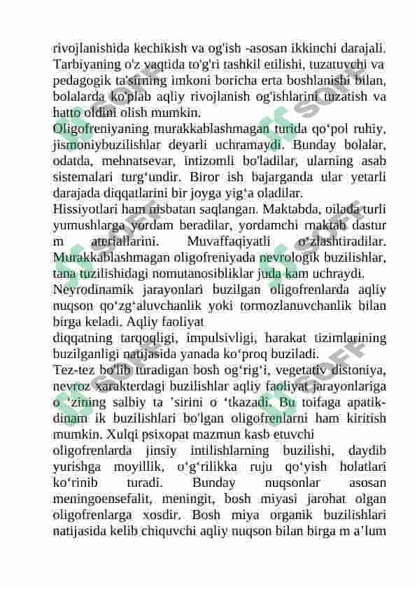 AQLI ZAIF BOLALAR OLIY ASAB FAOLIYATINING XUSUSIYATLARI 8