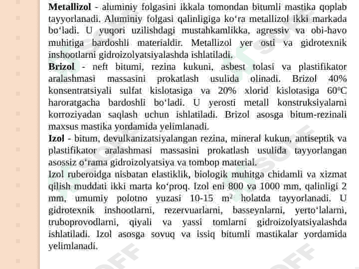 Tombop gidroizolyatsiya materiallari 8