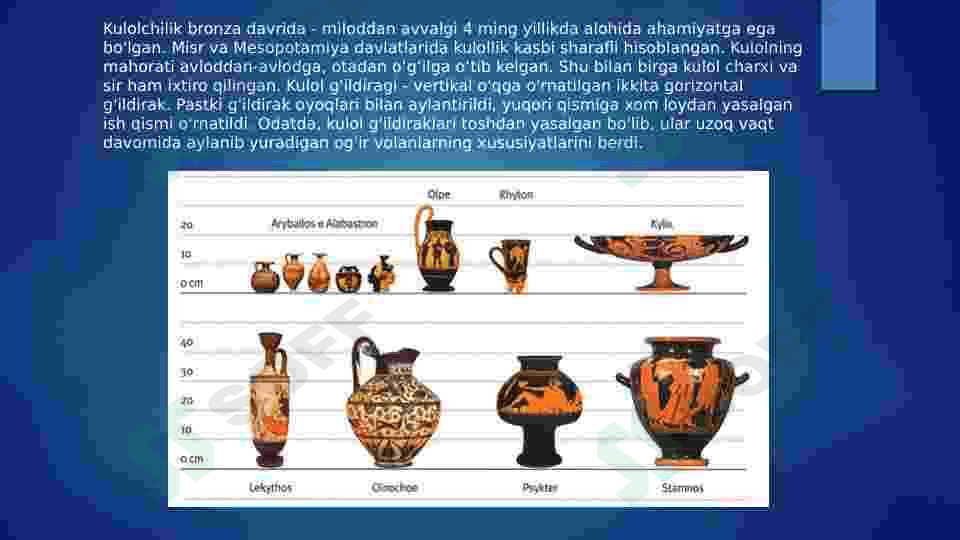 Kulolchilikning vujudga kelishi va rivojlanish bosqichlari. 8