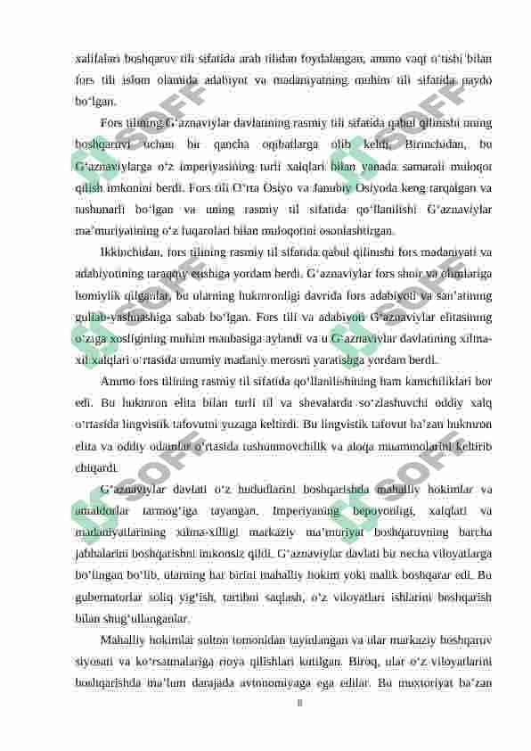 G’aznaviylar davlatining o’zbek davlatchiligida tutgan o’rni va roli 8