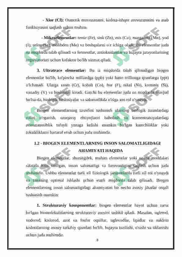 Biogen elementlar konsentratsiyasi o’zgarishi bilan bog’liq endemik va kasb kasalliklari. 8