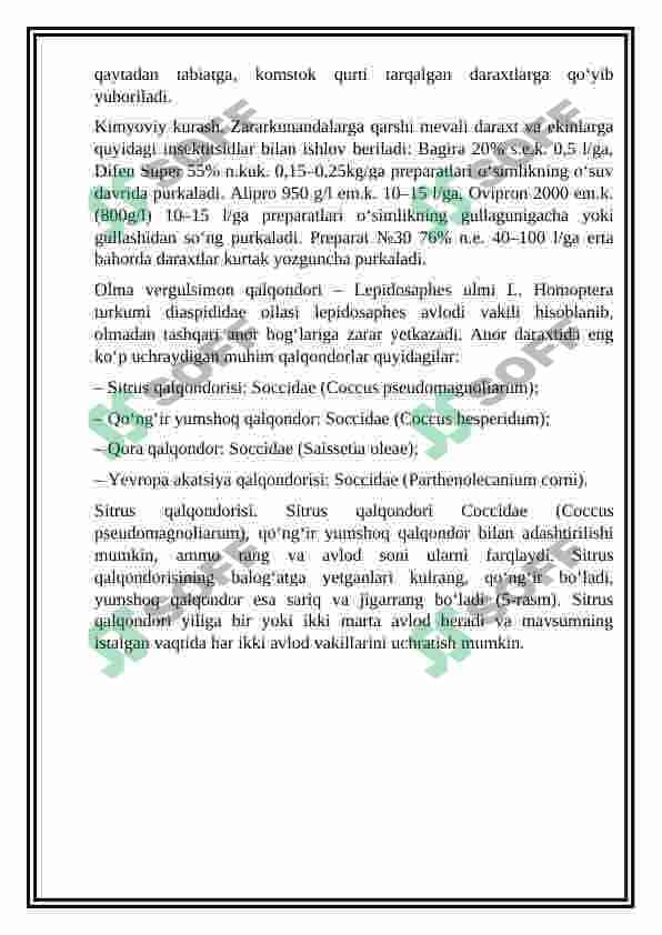 Anor mahsulotini berilgan variant uchun kurs ishini ishlash va Anor mevasini unumdorligini hisoblash 8